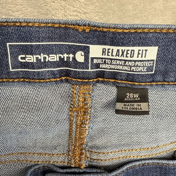 Carhartt Women’s 26W Rugged Flex Relaxed Fit Jeans Blue Mid Rise Stretch Denim - Picture 5 of 10